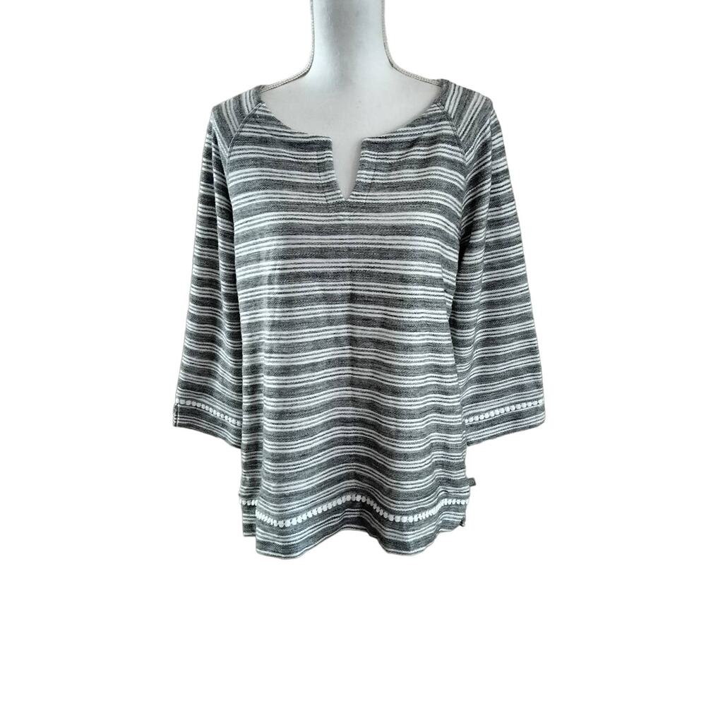 NEW T by Talbots Size Medium Texture Striped Tuni… - image 1